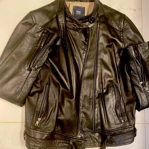 GAP Jackets Coats Leather Moto Jacket By Gap Poshmark